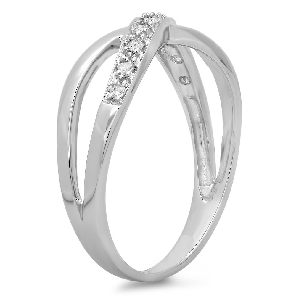 Dazzlingrock 10kt White Gold Women's Round Diamond Band Ring - 1/10 CTW Wedding, Anniversary & Engagement Ring for Her | Elegant Jewelry Gift for Wife, Girlfriend & Special Occasions