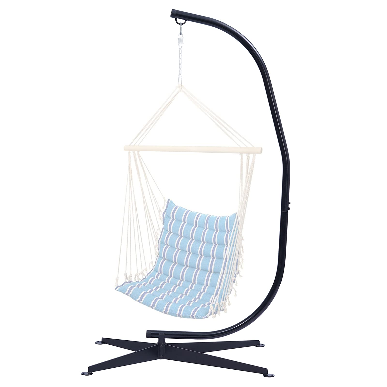 PH GT3-DL Heavy Duty Metal Hammock Chair Stand - 300 lb Capacity C-Stand for Hanging Hammock Chairs & Porch Swings - Indoor/Outdoor Use - Durable Black Frame - Perfect for Patio, Backyard, Garden & Living Room Relaxation