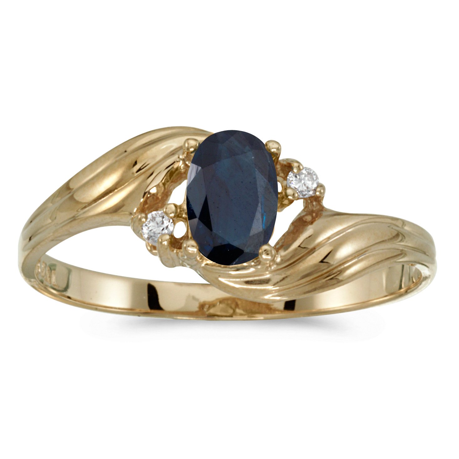 10K Yellow Gold Oval Sapphire and Diamond Ring for Women - Elegant Engagement, Wedding, Anniversary Jewelry Gift
