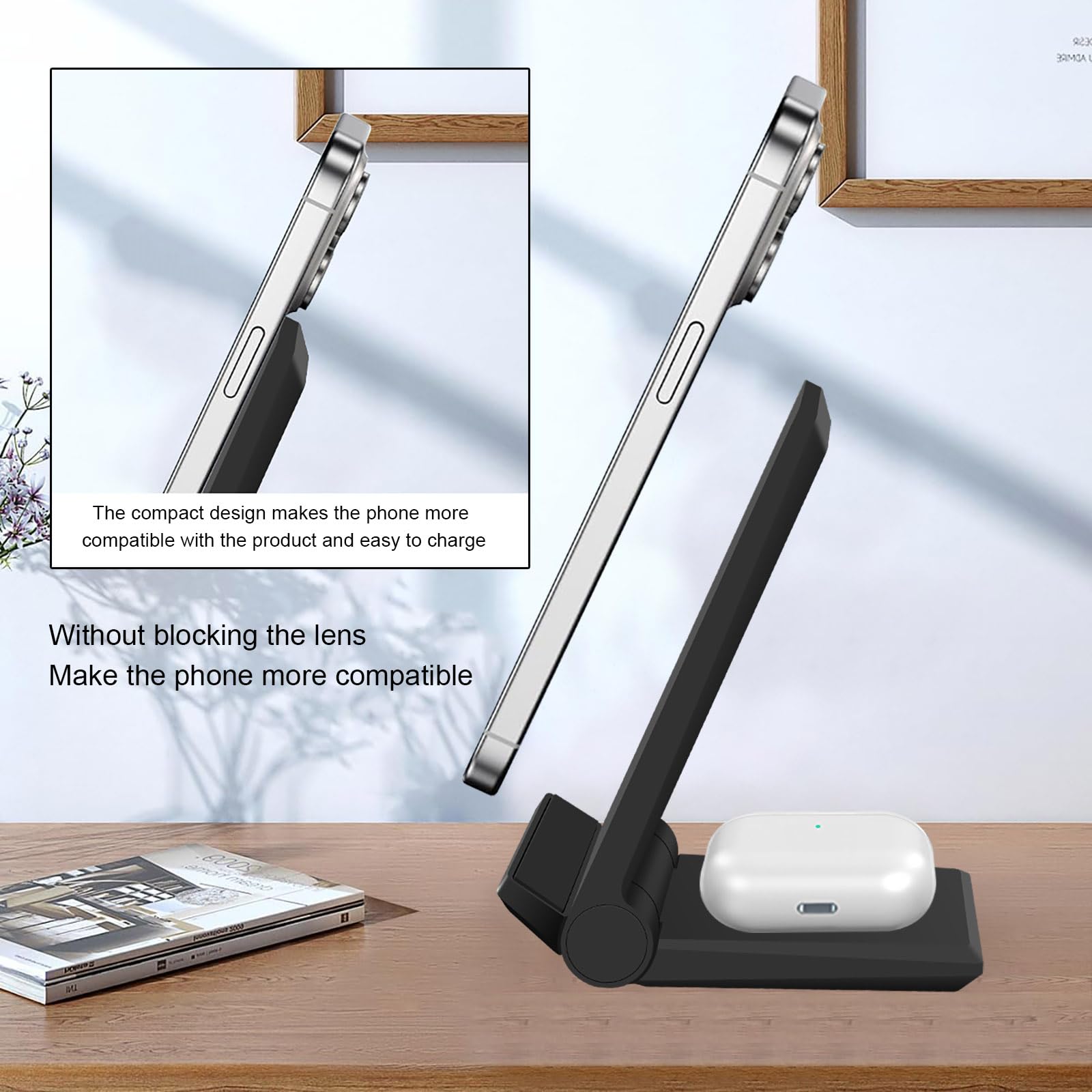 20W Fast Wireless Charging Stand - 2-in-1 Qi-Certified Charger for iPhone 16/15/14/13/12/11 Pro Max/XR/XS/8 Plus & AirPods | Compatible with Samsung Galaxy S24/S23/S22 Ultra/S21/S20/S10/S9, Note 20/10 & Galaxy Buds | Perfect for Bedside, Office & Travel Charging