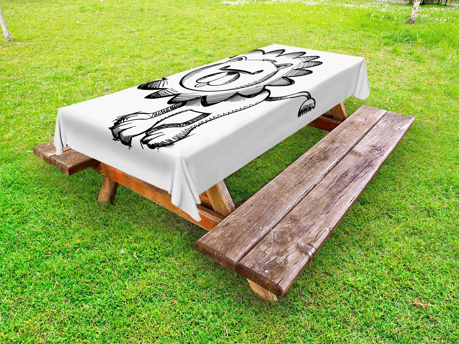 Ambesonne Cartoon Lion Tablecloth - 58