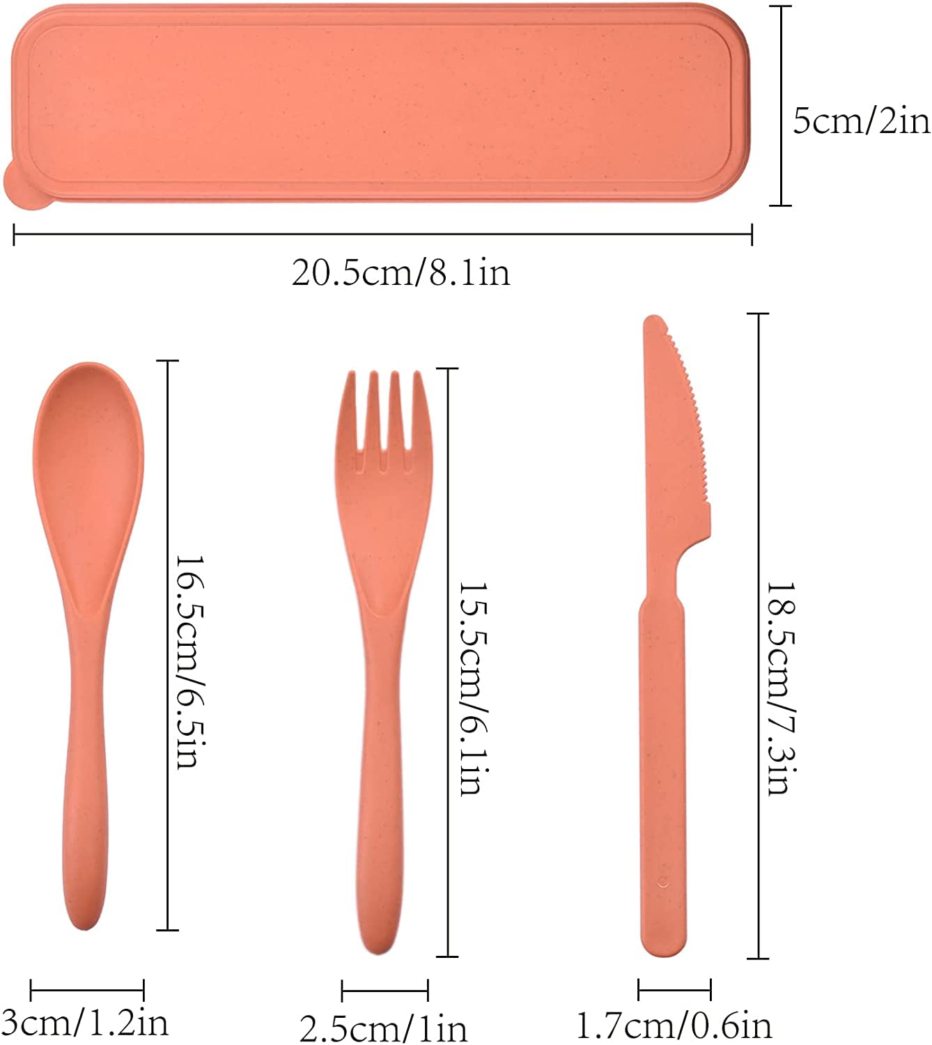 Portable Reusable Travel Utensil Set with Case - 4-Piece Plastic Spoon & Fork Kit for Camping, Picnic, Lunch Box - Durable BPA-Free Plastic Silverware for Outdoor Activities, Hiking, and Daily Use (Orange)