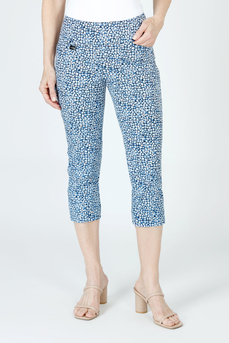 Lisette L Montreal Pebble Capri Pants with Pockets - Women's Stretch Comfortable Casual Pants for Work, Travel & Everyday Wear
