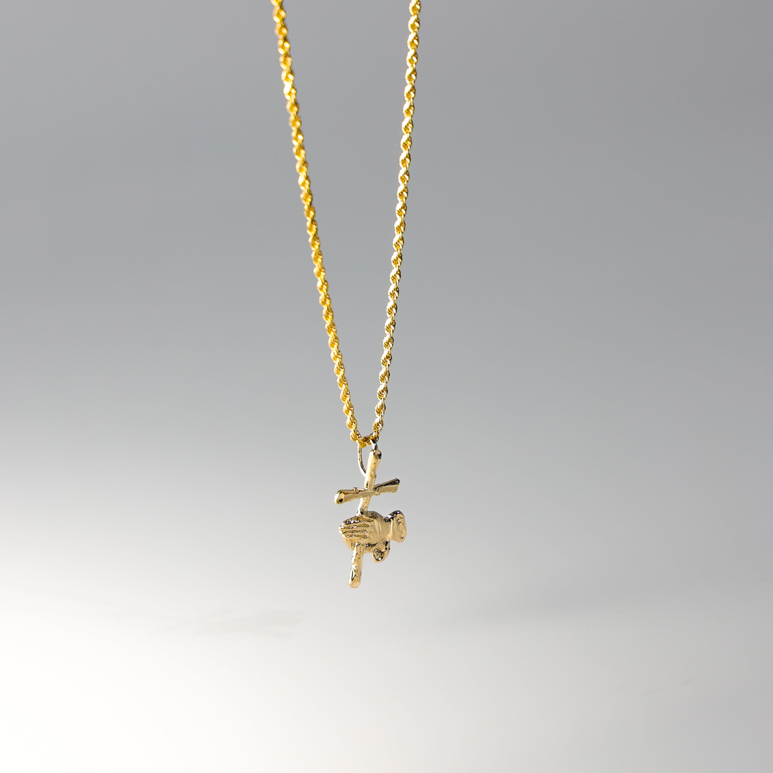 14K Gold Praying Hands with Cross Pendant Necklace - Religious Jewelry for Women & Men - Perfect for Church, Weddings & Daily Faith Inspiration