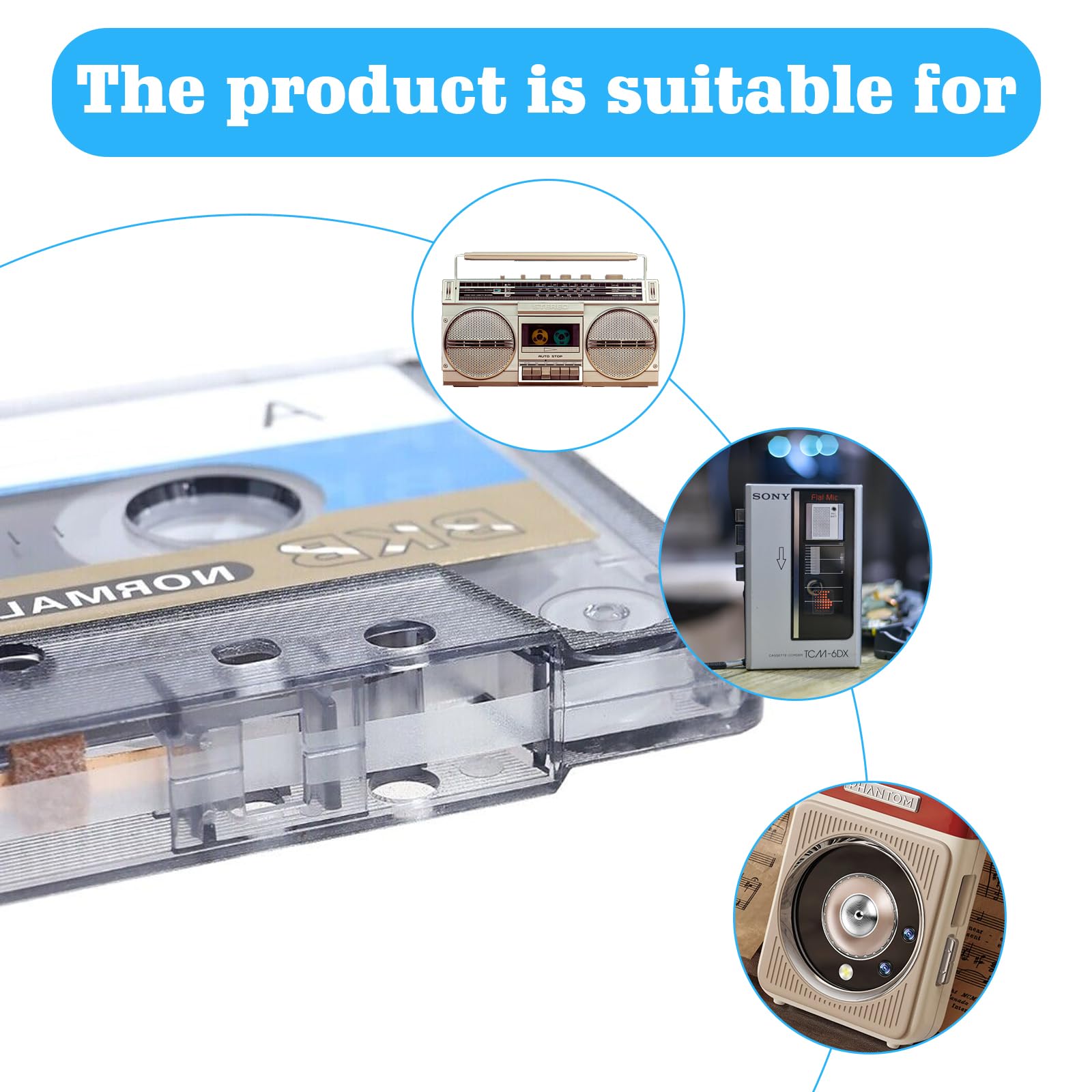 10 Pack Blank Audio Cassettes - 60 Minute Low Noise Music Tapes with Clear Plastic Case for Conference, Seminar & Recording - Ideal for Interviews, Lectures & Music Archives