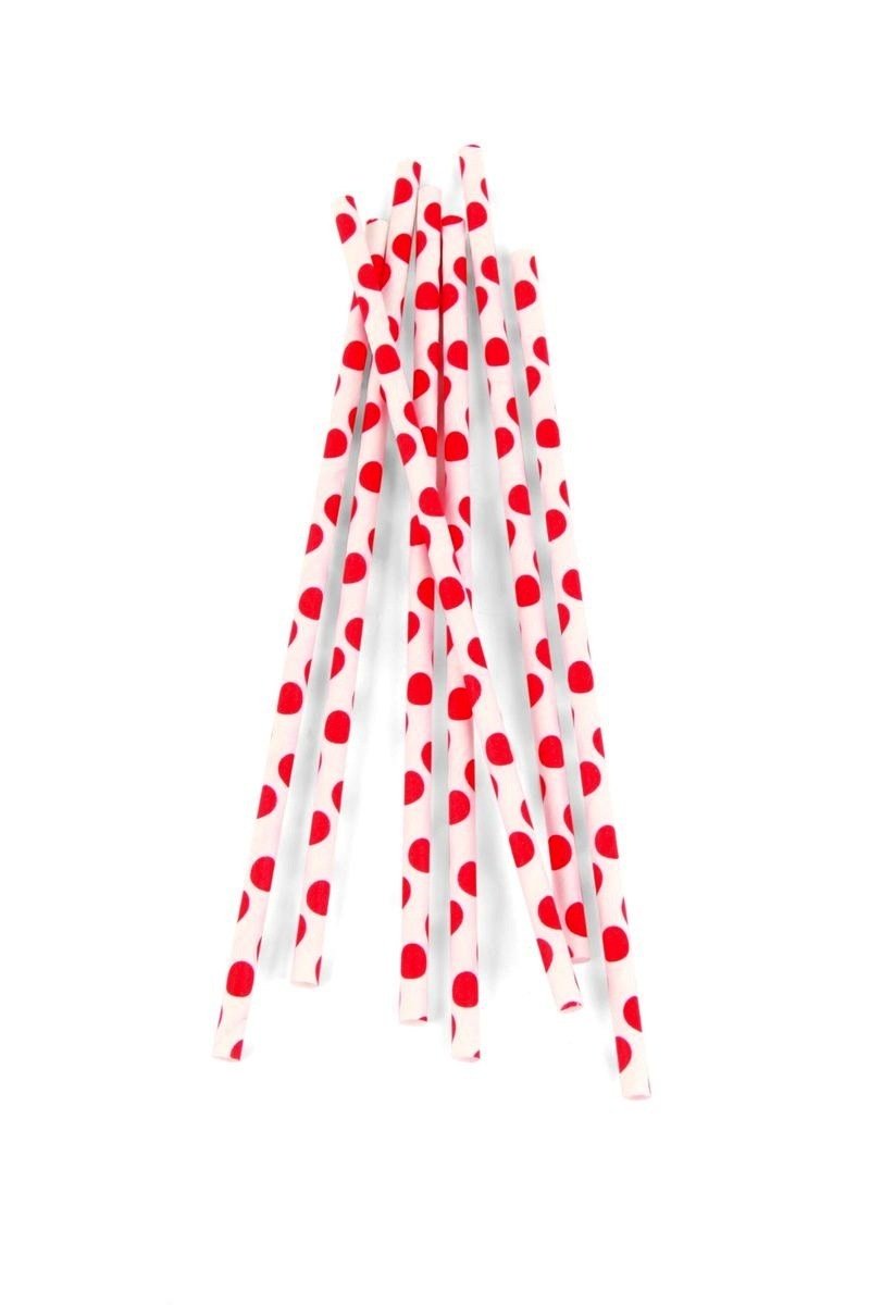 Eco-Friendly Biodegradable Paper Straws with Red Polka Dots - 144 Count Box (Red/White) | Perfect for Parties, Weddings, and Sustainable Drinking