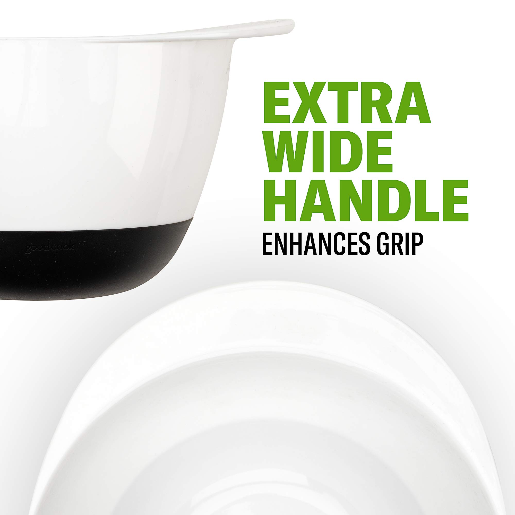 Good Cook Touch Plastic Mixing Bowl Set - 3 Quart (2.8L) Non-Slip Kitchen Mixing Bowls for Baking, Cooking & Food Prep - Dishwasher Safe & Lightweight