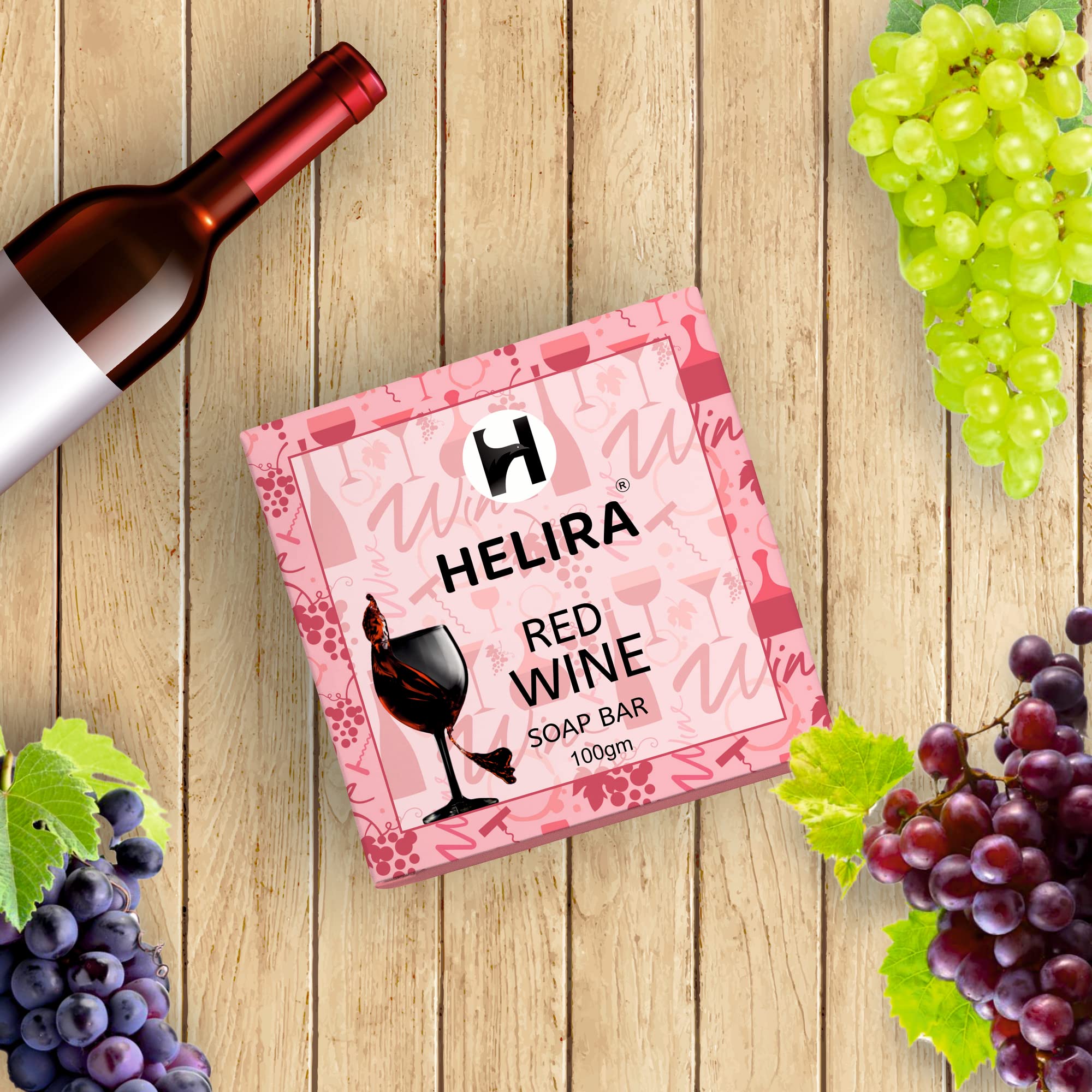 HELIRA® Luxury Handmade Red Wine Soap for Men & Women - Skin Whitening & Moisturizing, SLES Free, Paraben Free (Pack of 3) | Perfect for Sensitive Skin & Daily Skincare Routine