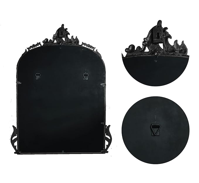 Victorian Arched Full Length Mirror - Hand Casted Metal Frame in Bold Black, Wall Mount & Leaning Design | Elegant Home Decor for Bedroom, Living Room & Entryway