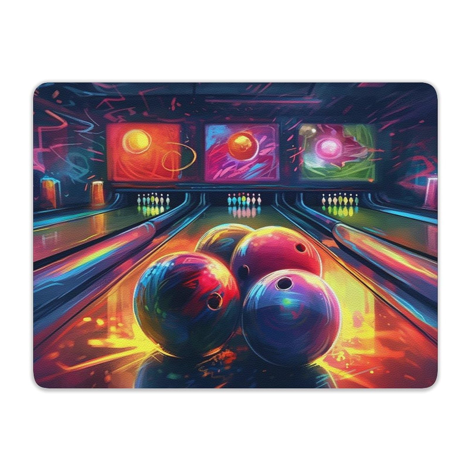Personalized Leather Mouse Pad with Bowling Balls Design - Anti-Slip Gaming & Office Desk Mat for Computer, Laptop, Home & Work (Perfect Gift for Gamers & Professionals)
