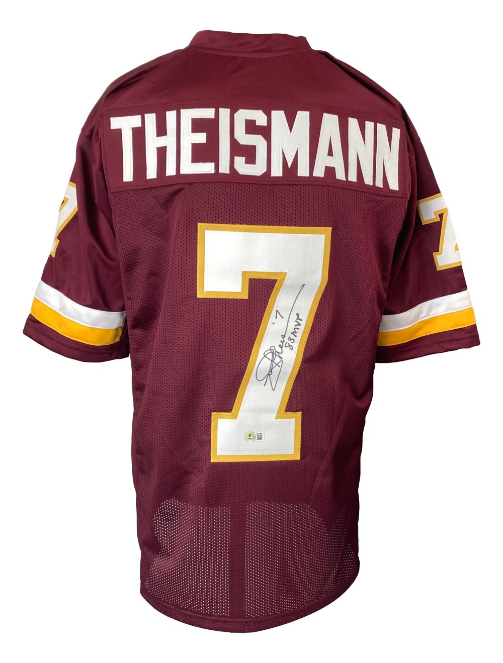 Joe Theismann Autographed Washington Redskins Maroon Football Jersey - 1983 MVP Season - Collectible Memorabilia for Fans & Sports Enthusiasts - Perfect for Display, Gifts, and Game Day Decor