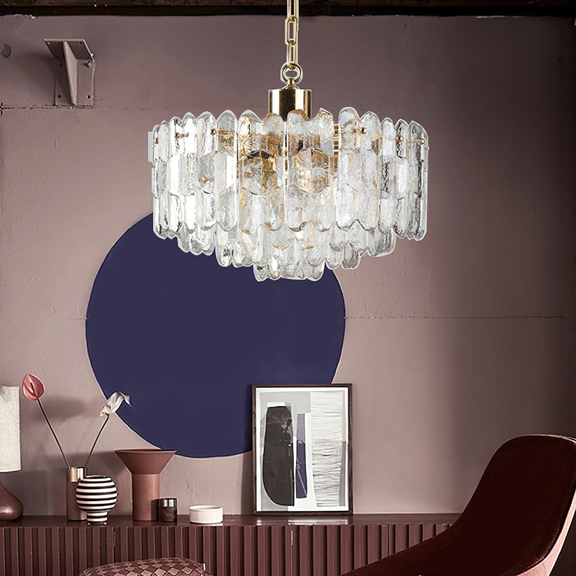 Elegant Palazzo Glass Chandelier - Modern Crystal Ceiling Light Fixture for Dining Room, Living Room & Bedroom Decor