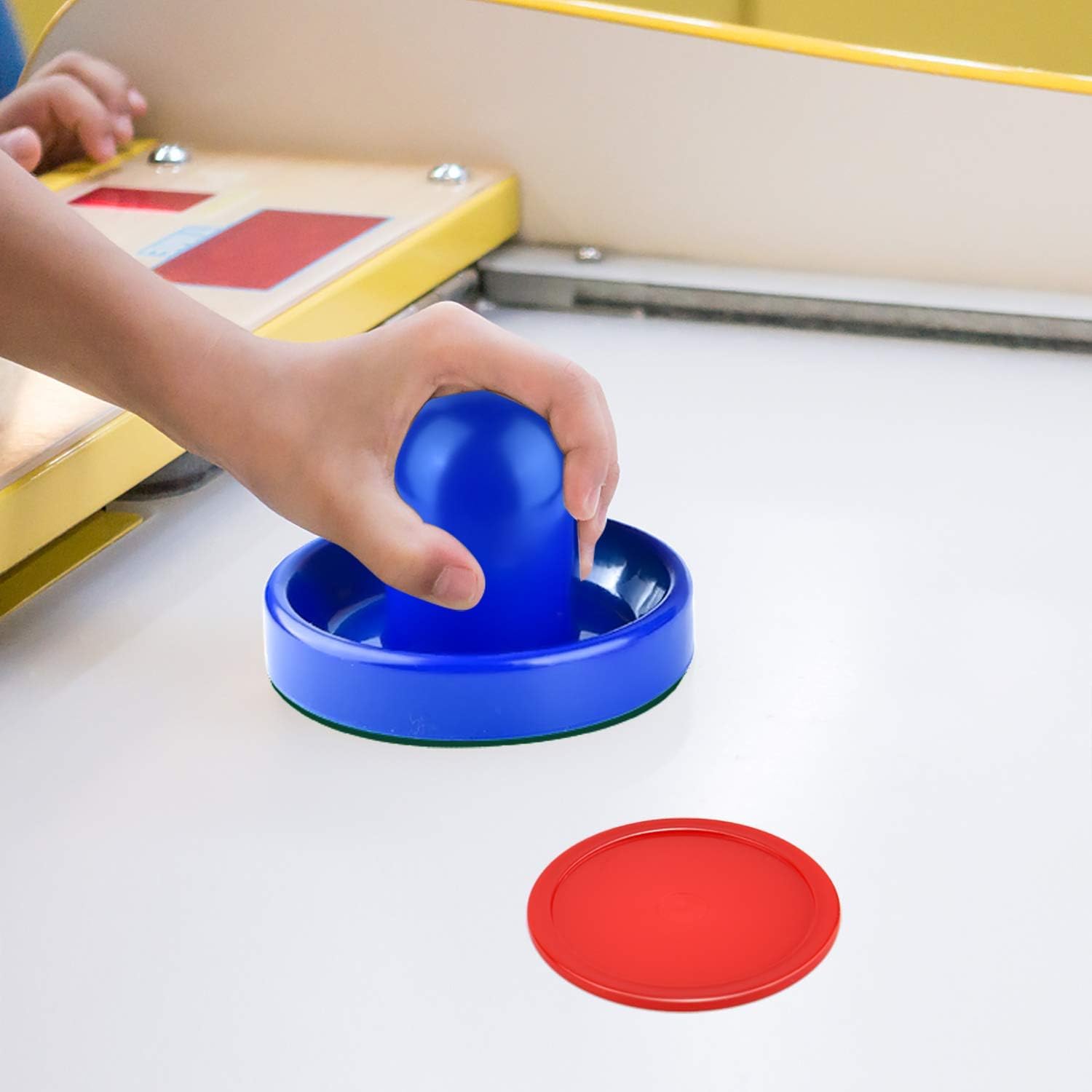 Coopay Air Hockey Paddles & 12g Thick Pucks Set - 4 Strikers & 4 Red Pucks Replacement Accessories for Game Tables - Perfect for Home Arcade, Game Room & Family Fun