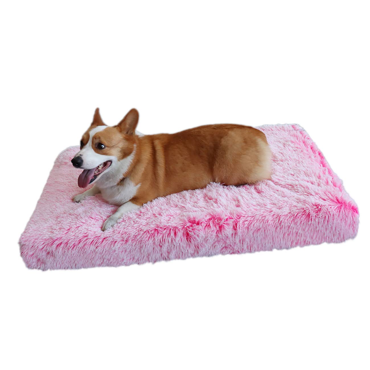 Huraty Faux Fur Orthopedic Dog Bed – Soft Anti-Slip Plush Pet Mattress for Large Dogs, Calming Comfort Sleeping Pad (Pink, XL) – Perfect for Crates, Floors & Sofas