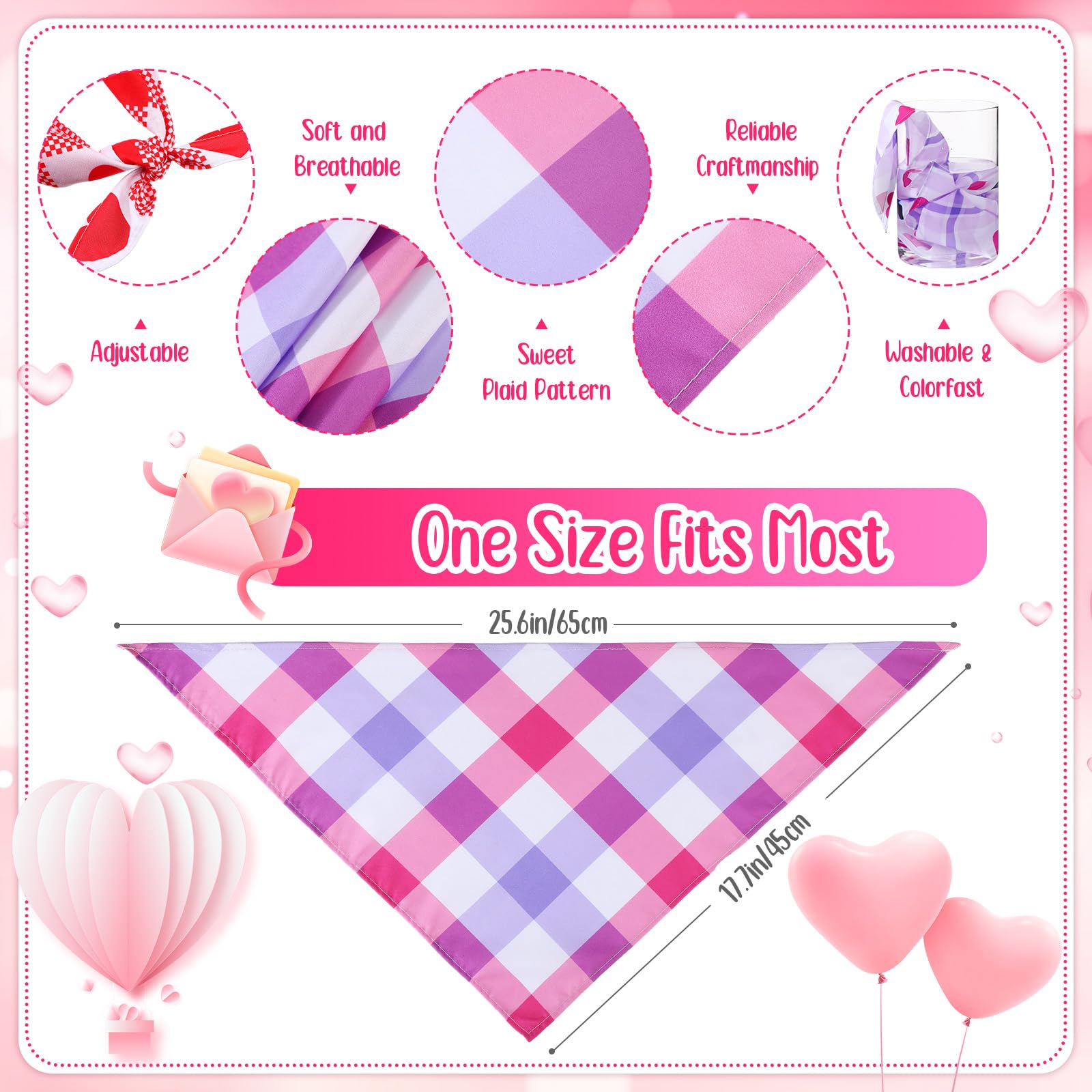 Sweetude 60 Pcs Plaid Dog Bandanas Bulk - Adjustable Washable Pet Scarves for Small to Large Dogs & Cats - Wedding, Mother's Day & Holiday Pet Costume Accessories - Perfect for Parties, Grooming & Photo Shoots