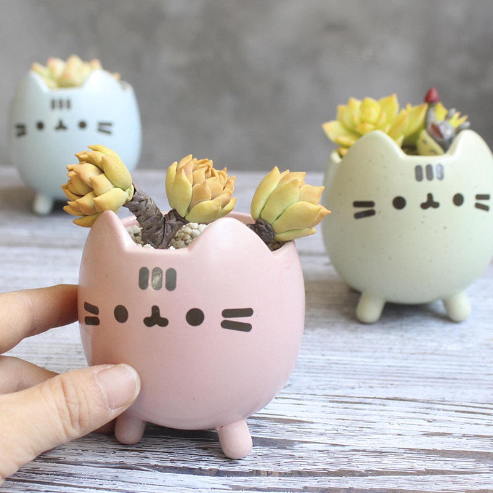 Adorable Cat-Shaped Flower Pot with Drainage Hole - Cute Succulent Planter, Animal Home & Garden Decor, Bonsai Pot - Perfect for Indoor Plants, Office Desk Decor, Birthday Gifts & Housewarming Presents