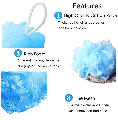 KRIPTHI Soft Round Bath Sponge Loofah Scrubber - Exfoliating Body Wash Puff for Men, Women & Kids - Gentle Skin Cleansing & Exfoliation - Perfect for Shower, Bath & Spa (2-Pack, Multicolor)