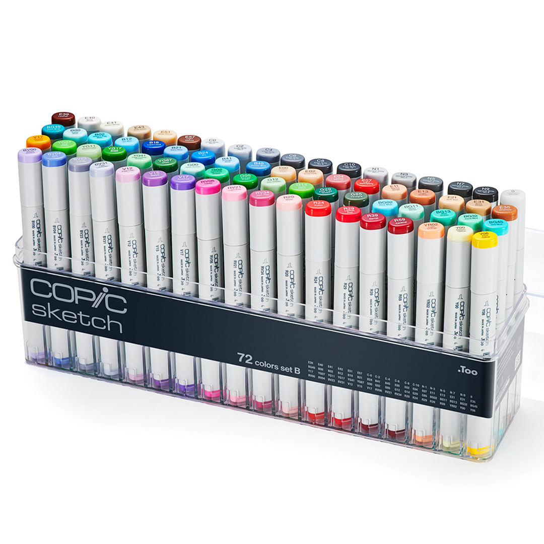 Premium Copic Sketch Marker Pen Set of 72 - Alcohol-Based Art Markers for Professional Illustrators & Artists - Perfect for Manga Drawing, Fashion Design & Calligraphy