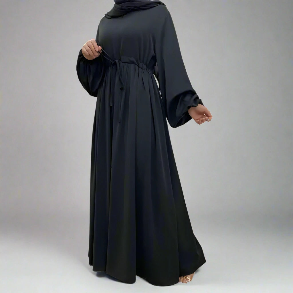 Elegant Solid Color Loose Abaya Dress for Muslim Women - Modest Islamic Clothing for Prayer, Mosque & Daily Wear