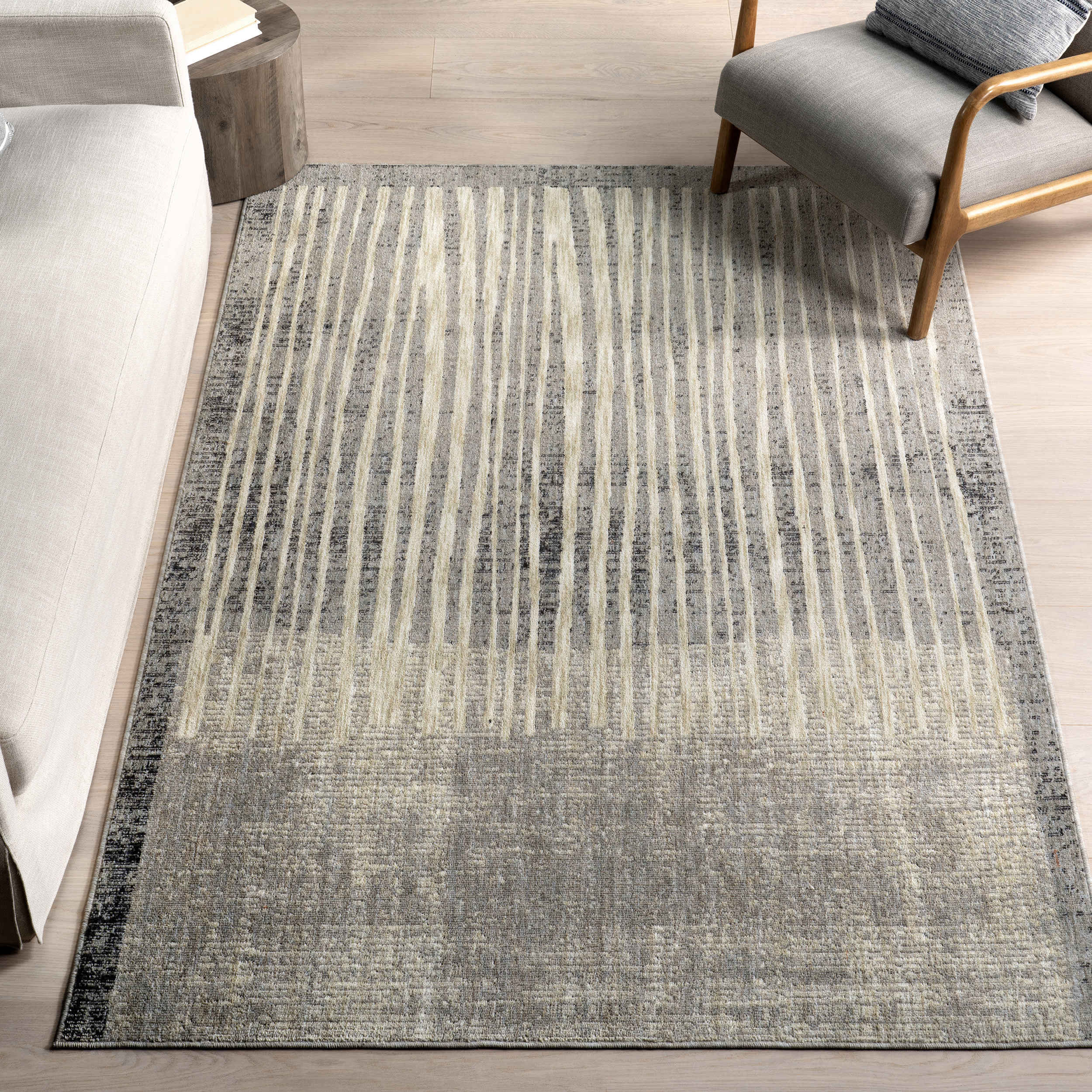 Etta Abstract Stripes Area Rug - Soft Modern Gray Carpet for Living Room, Bedroom & Home Decor | Non-Slip & Durable Floor Mat