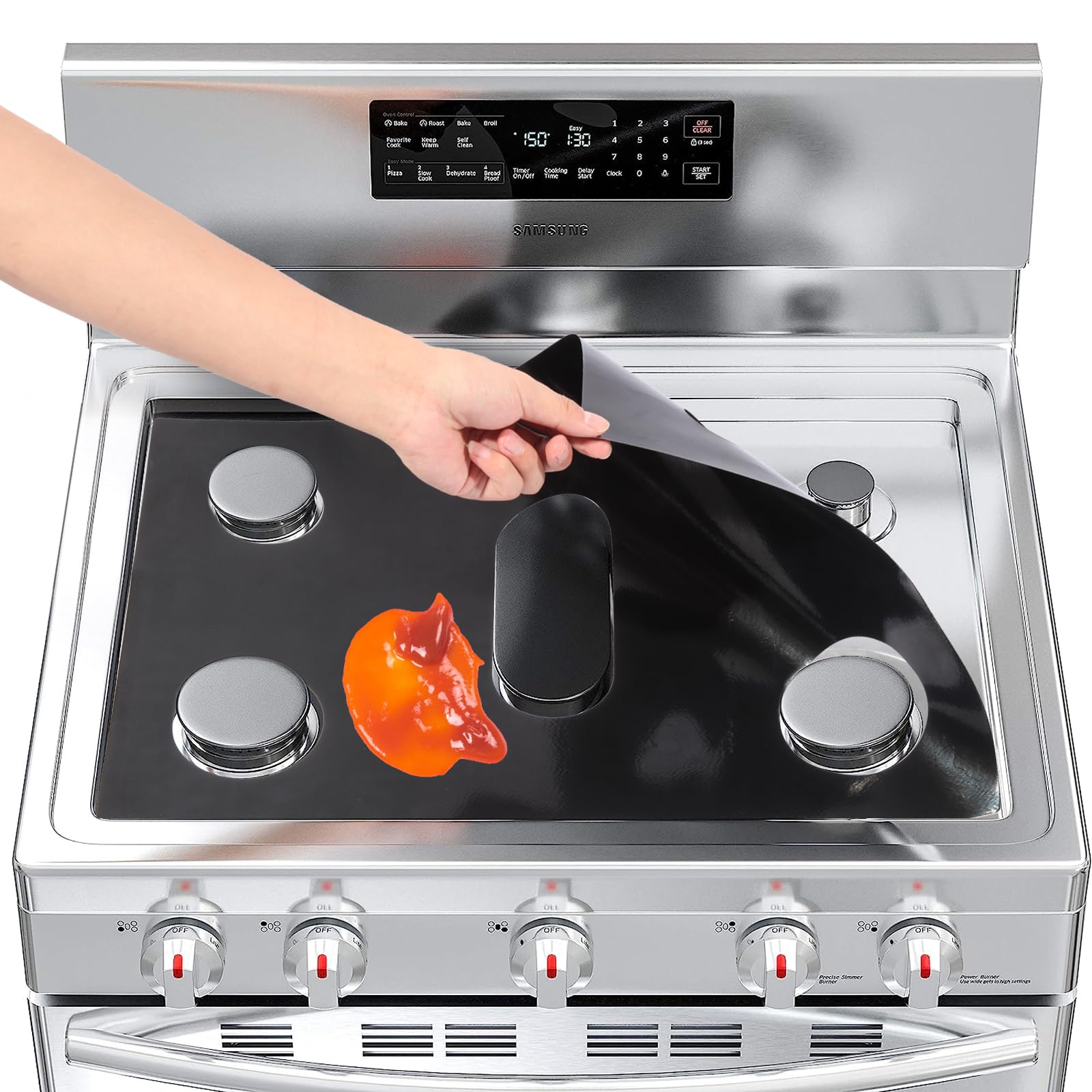 Samsung Stove Top Covers - Reusable Silicone Gas Burner Protector, 16.26