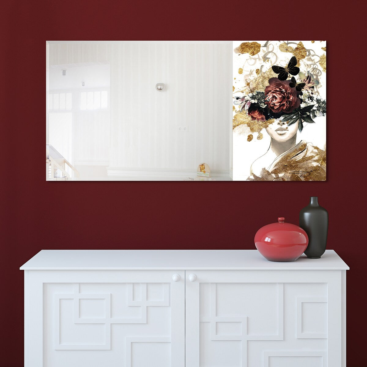 Be Yourself II Rectangular Beveled Mirror - Free Floating Printed Tempered Art Glass - Clear 24