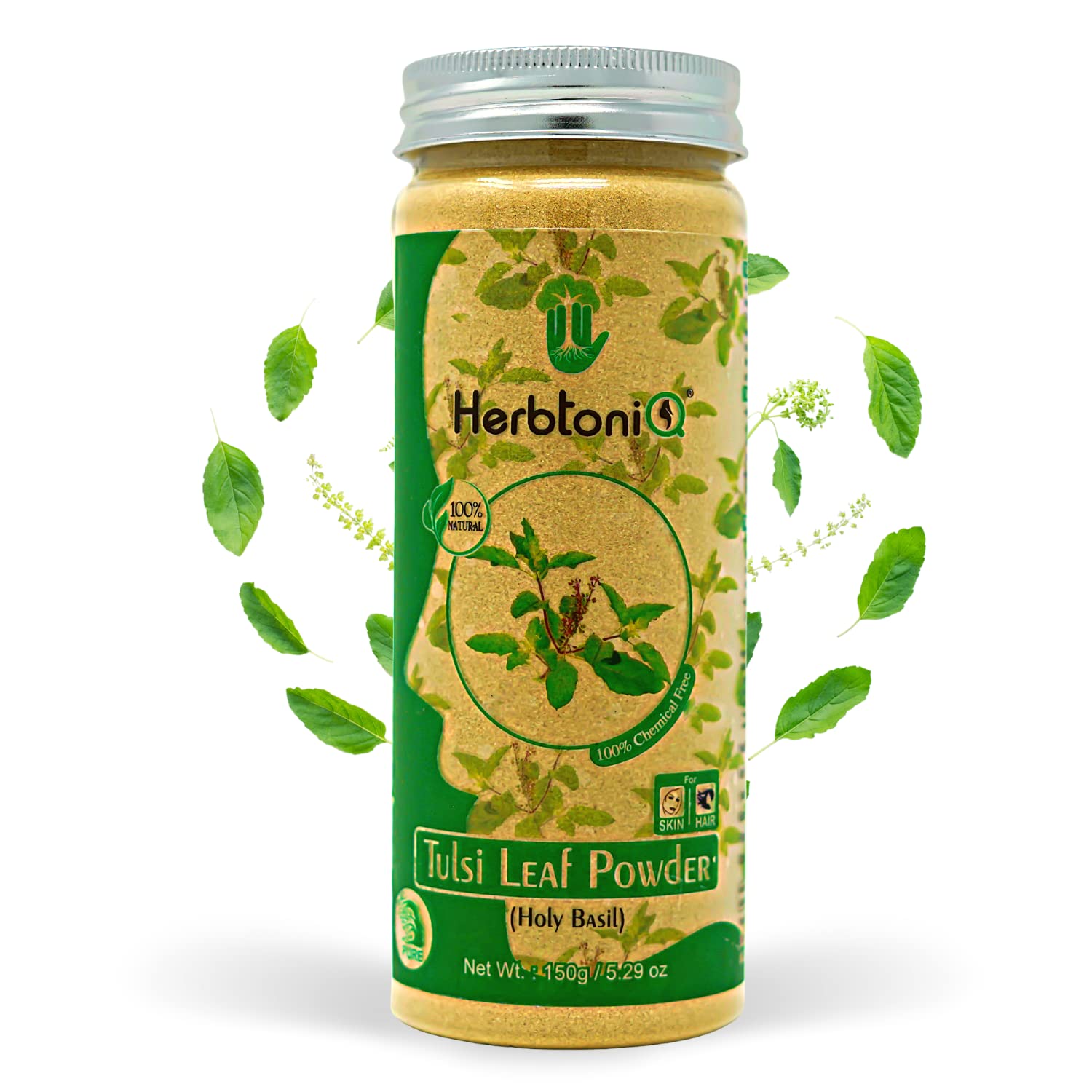 Organic Tulsi Powder (Holy Basil) 150g - Natural Skin & Hair Care for Glowing Complexion & Stronger Hair - Perfect for DIY Face Masks & Hair Treatments