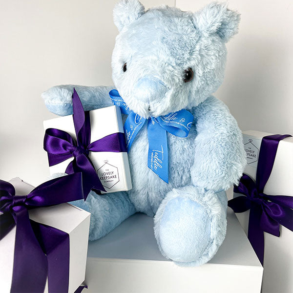 Blue Teddy Bear with Voice Recording - Cute Plush Stuffed Animal for Kids, Gifts & Nursery Decor | Perfect for Birthdays, Valentine's Day & Baby Showers