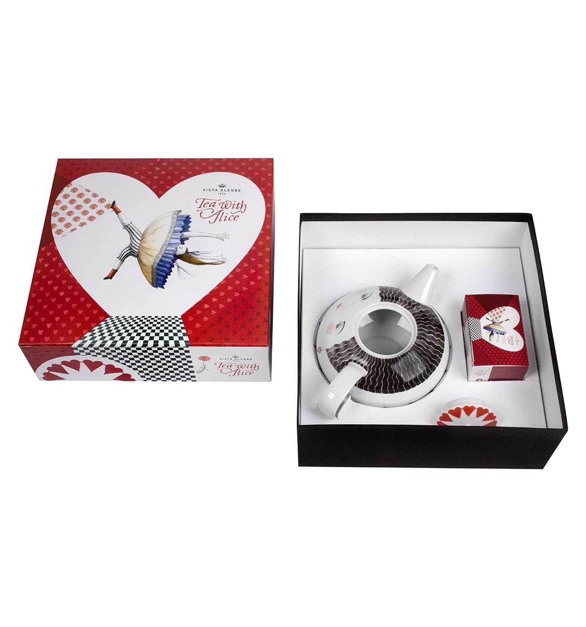 Vista Alegre Alice in Wonderland Tea Set with Teapot & Black Tea - Whimsical Afternoon Tea Party Collection for Disney Fans & Home Decor