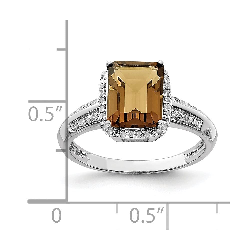925 Sterling Silver Whiskey Quartz & Diamond Engagement Ring 2.15ct - Elegant Wedding Band, Anniversary Gift for Her - Perfect for Proposals, Bridal Jewelry & Special Occasions