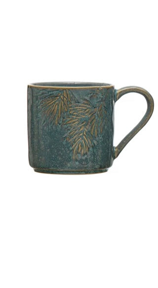 Embossed Pine Mug Set - Rustic Wooden Coffee Cups for Camping, Picnics & Home Decor - Handcrafted 16oz Mugs with Nature-Inspired Designs