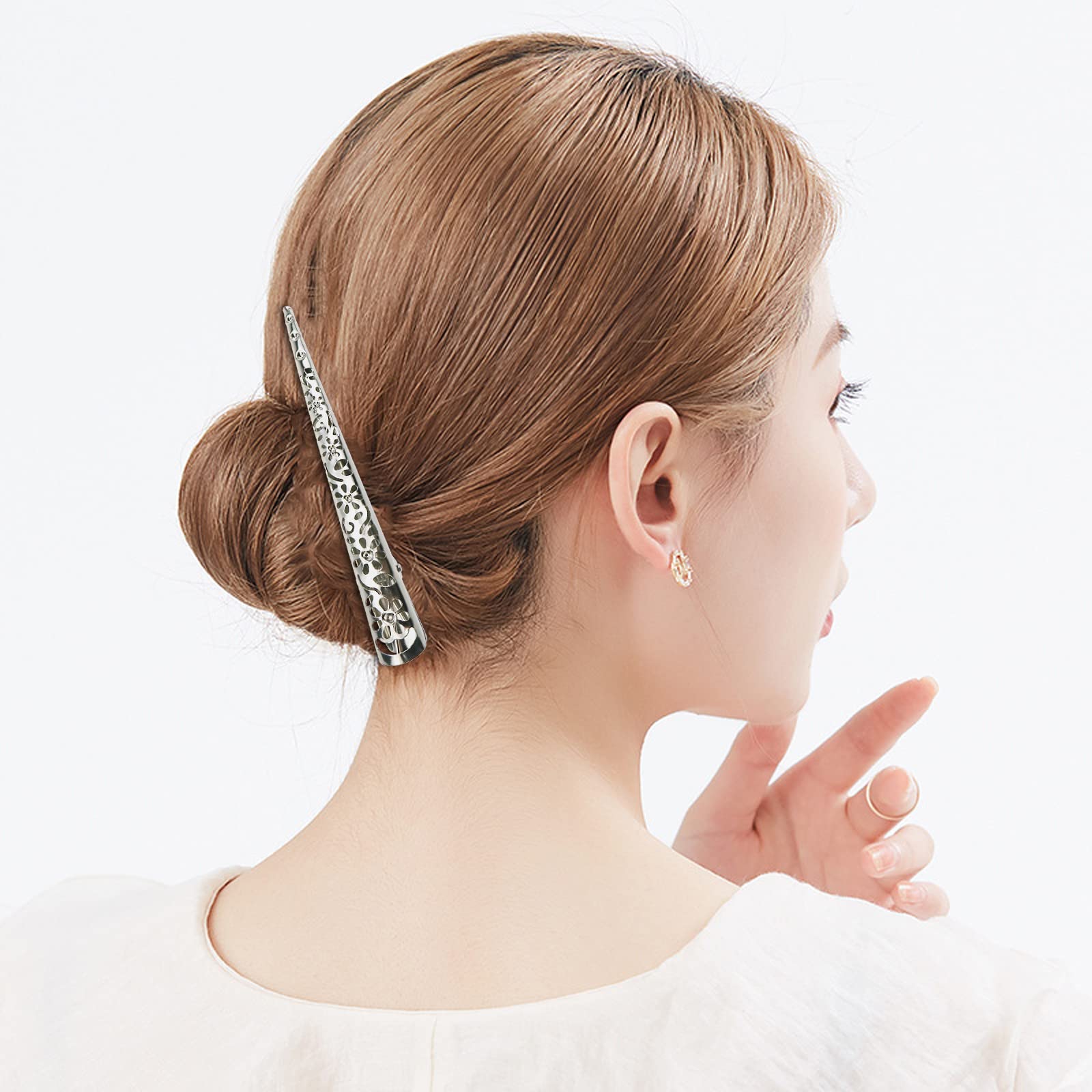DonLeeving 6 Pcs Duckbill Hair Clips - Hollow Metal Alligator Hair Clips for Women, Non-Slip Hair Barrettes Without Teeth for Styling & Sectioning (Silver) - Perfect for Salon, Home Haircuts & DIY Hairstyles
