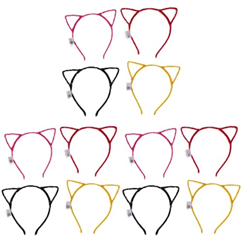 Bestoyard 18 PCS Glow in the Dark Cat Ear Hair Hoops - Lace Hair Clips & Headbands for Women Girls (Party, Cosplay, Halloween, Rave)