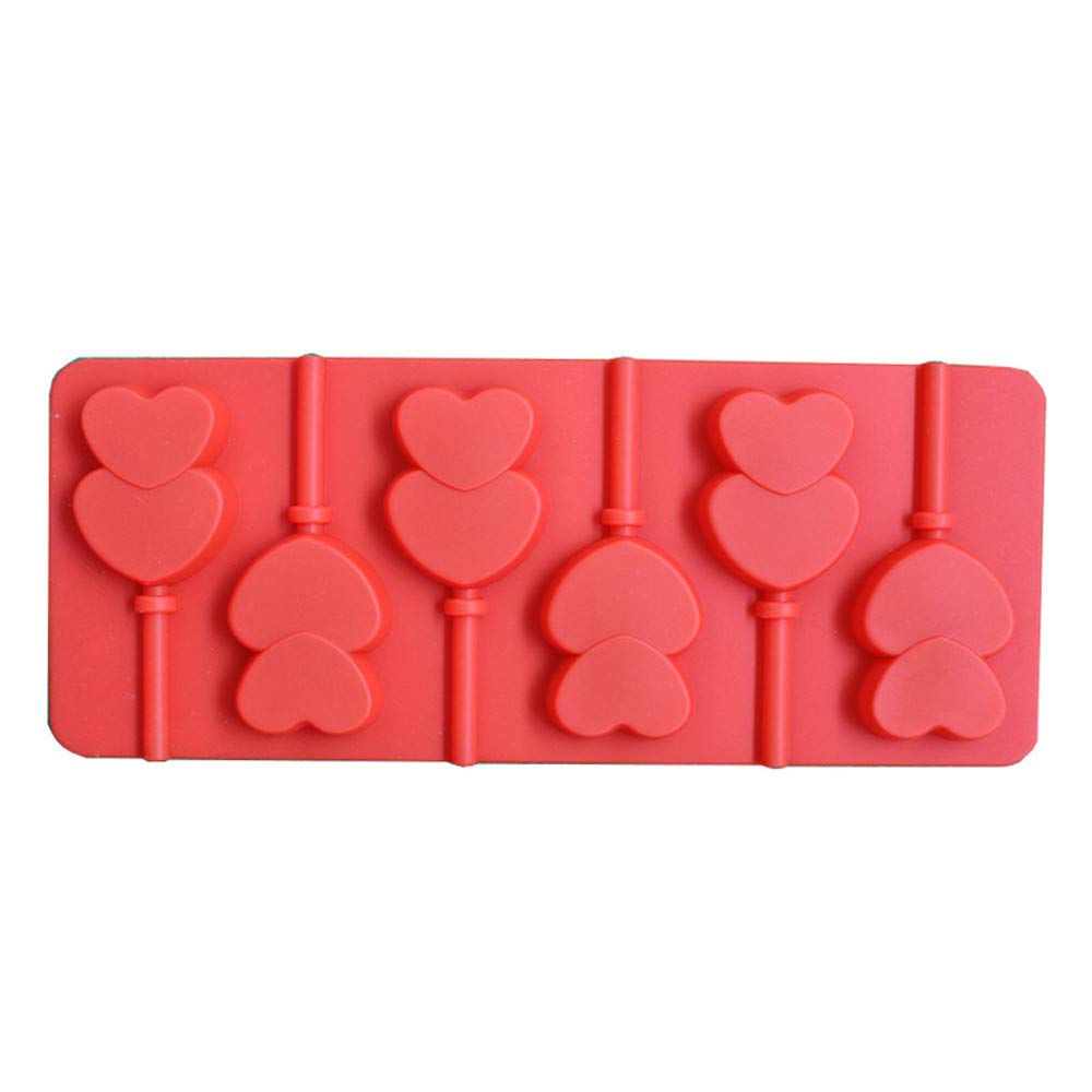 Heart-Shaped Silicone Cake Mold for Lollipop, Ice Cream, Chocolate & Jelly - Non-Stick Baking Pan for Valentine's Day, Birthday & Party Desserts (Double Cube Design)