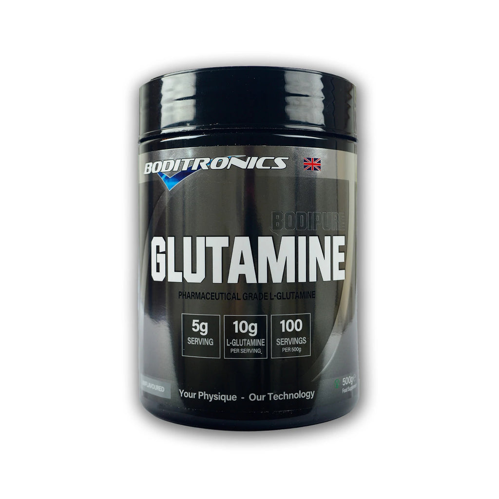 Boditronics Bodipure L-Glutamine Powder 500g - Pure Amino Acid Supplement for Muscle Recovery, Workout & Fitness - Ideal for Post-Workout, Bodybuilding & Immune Support