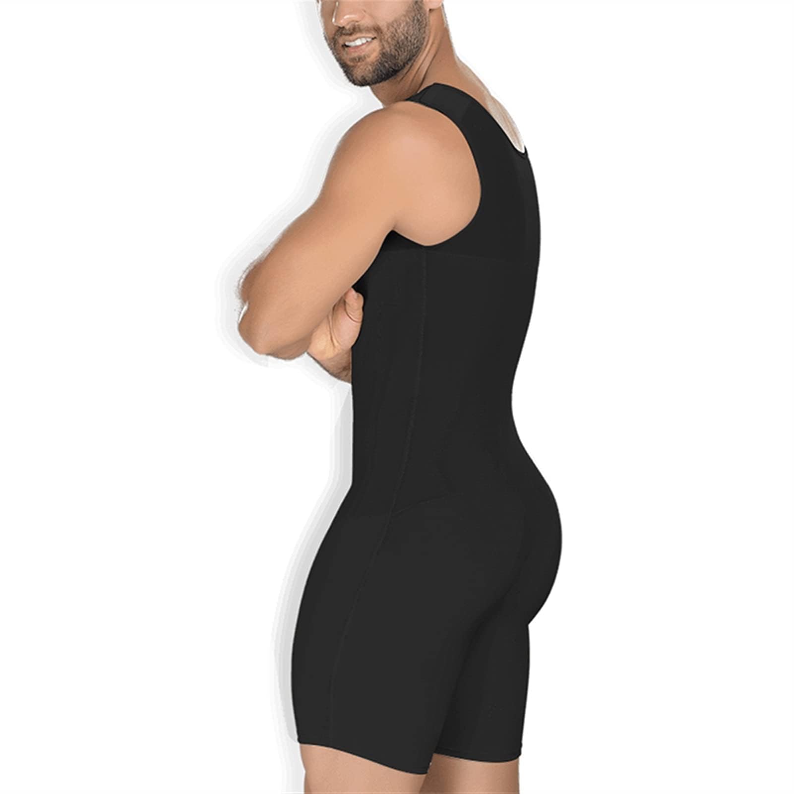 XMXM Plus Size Men's Compression Bodysuit - Waist Trainer & Tummy Control Shapewear for Weight Loss, Open Crotch Full Body Shaper | Workout, Post-Surgery & Everyday Wear