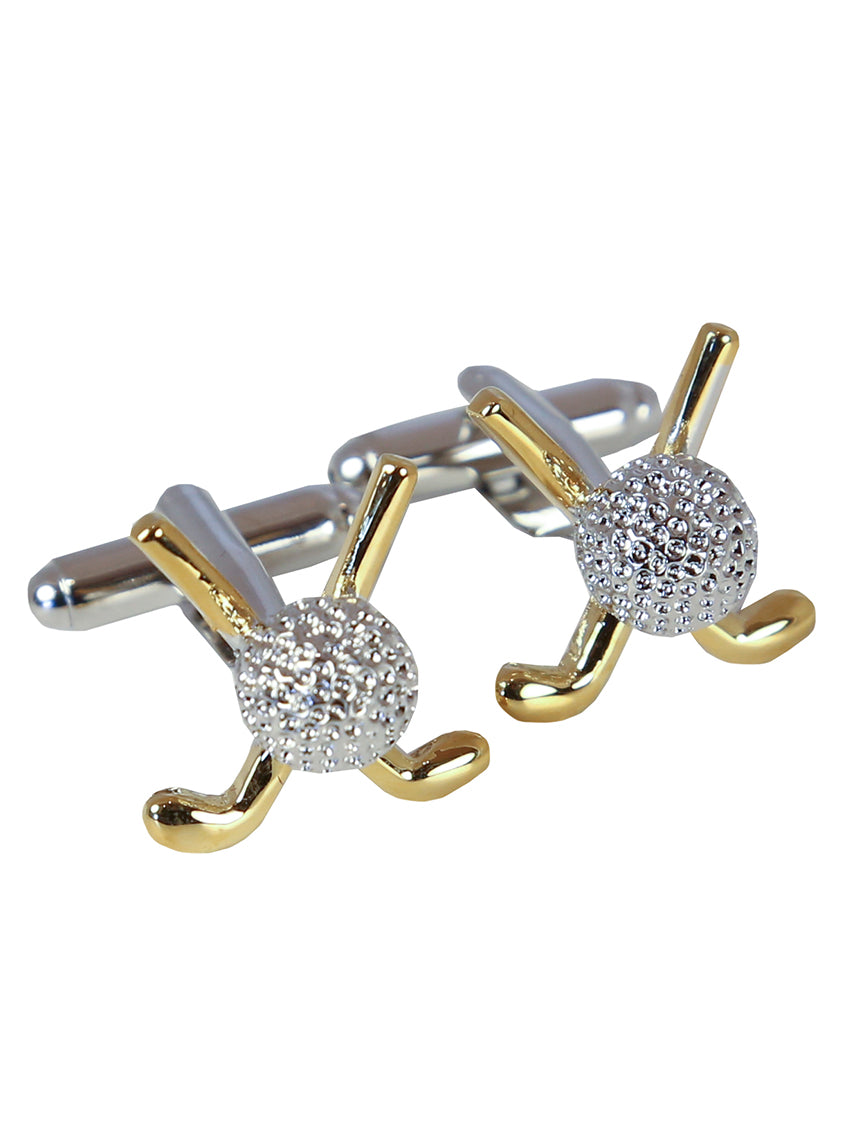 DÉCLIC Golf Stick & Ball Cufflinks - 18K Gold Plated Elegant Dress Accessories for Men - Perfect for Weddings, Business Meetings & Formal Events