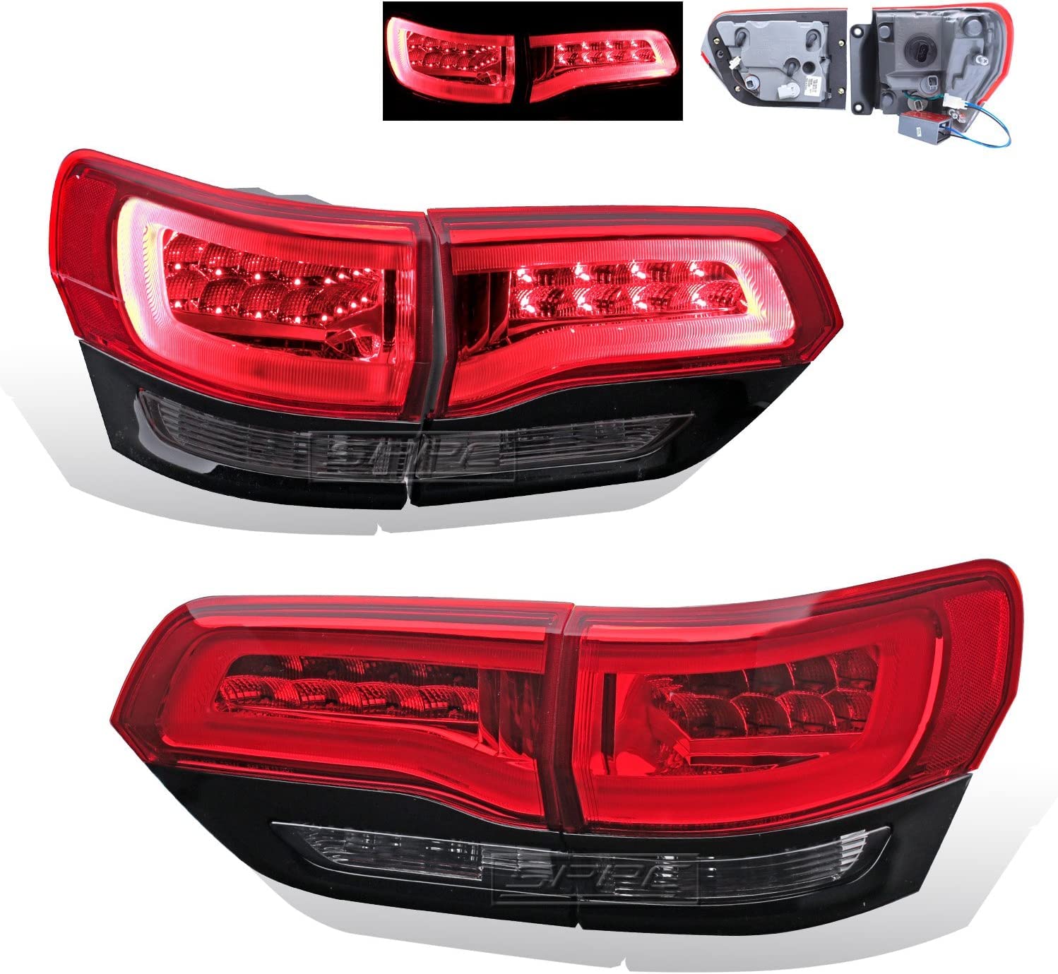 Smoke LED Tail Lights Set for Jeep Grand Cherokee (4-Piece) - Left & Right Side - Enhanced Visibility & Style for Night Driving & Off-Road Adventures