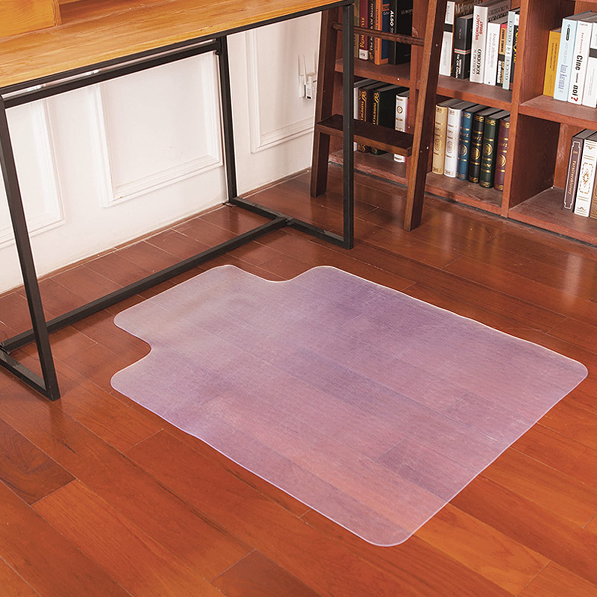 Heavy Duty Clear PVC Office Chair Mat for Hardwood Floors - 1.5mm Thick, 75x150cm with Lip - Wood Floor Protector for Home & Office Desk - Prevents Scratches & Damage to Hardwood Floors - Perfect for Home Office, Study Room & Workspace Protection