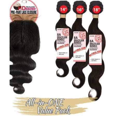 TRU REMY EVE HAIR Brazilian Body Wave 8A HD Lace Closure & Bundles - Natural Human Hair Extensions for Styling & Volume | Perfect for Weaves, Wigs & Everyday Hairstyles