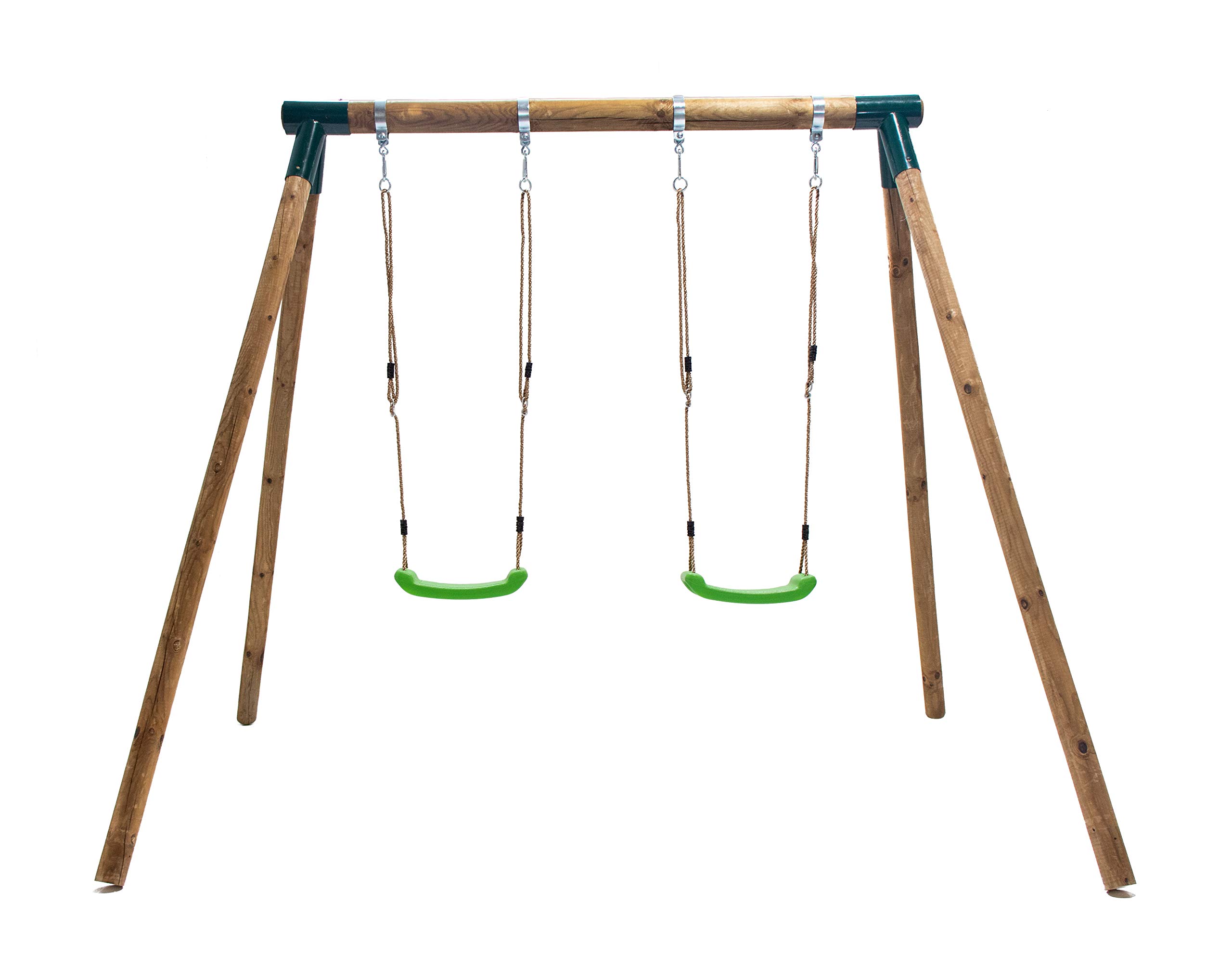MASGAMES KIBO Wooden Swing Set - 2 Seater (220 cm) - Outdoor Garden & Backyard Play Equipment for Kids & Families