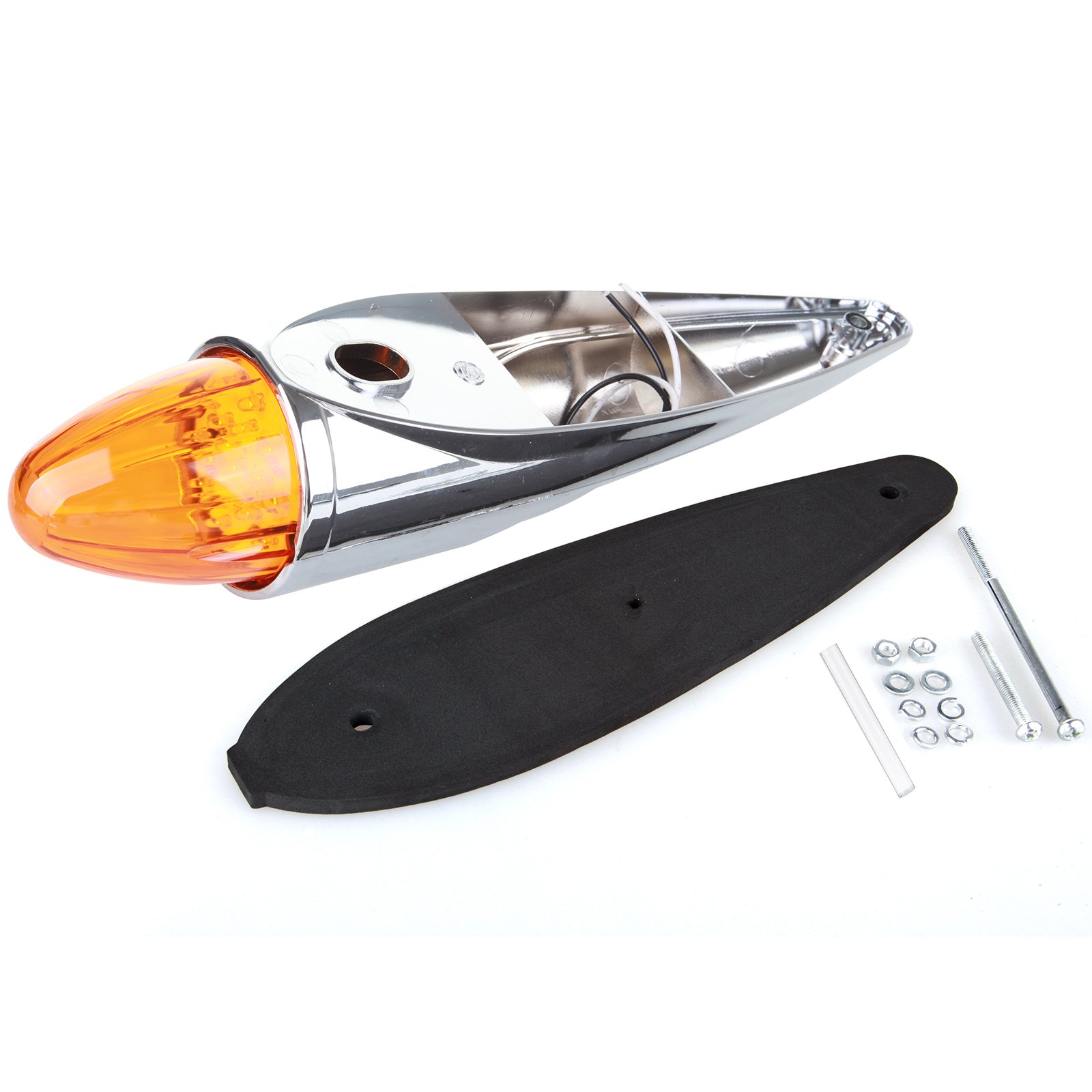 ECCPP 9X Amber 17LED Chrome Torpedo Cab Marker Light with Clear Lens - Waterproof Roof Running Light for Peterbilt, Kenworth, Freightliner, Volvo & Mack Trucks - Ideal for Night Driving and Heavy-Duty Trailers