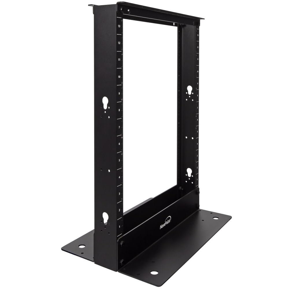 NavePoint 13U 2-Post Open Frame Server Rack - 19 Inch Equipment Rack for AV, Networking, Data & IT Devices - 661lbs Weight Capacity - Black - Perfect for Data Centers, Server Rooms & Office IT Installations