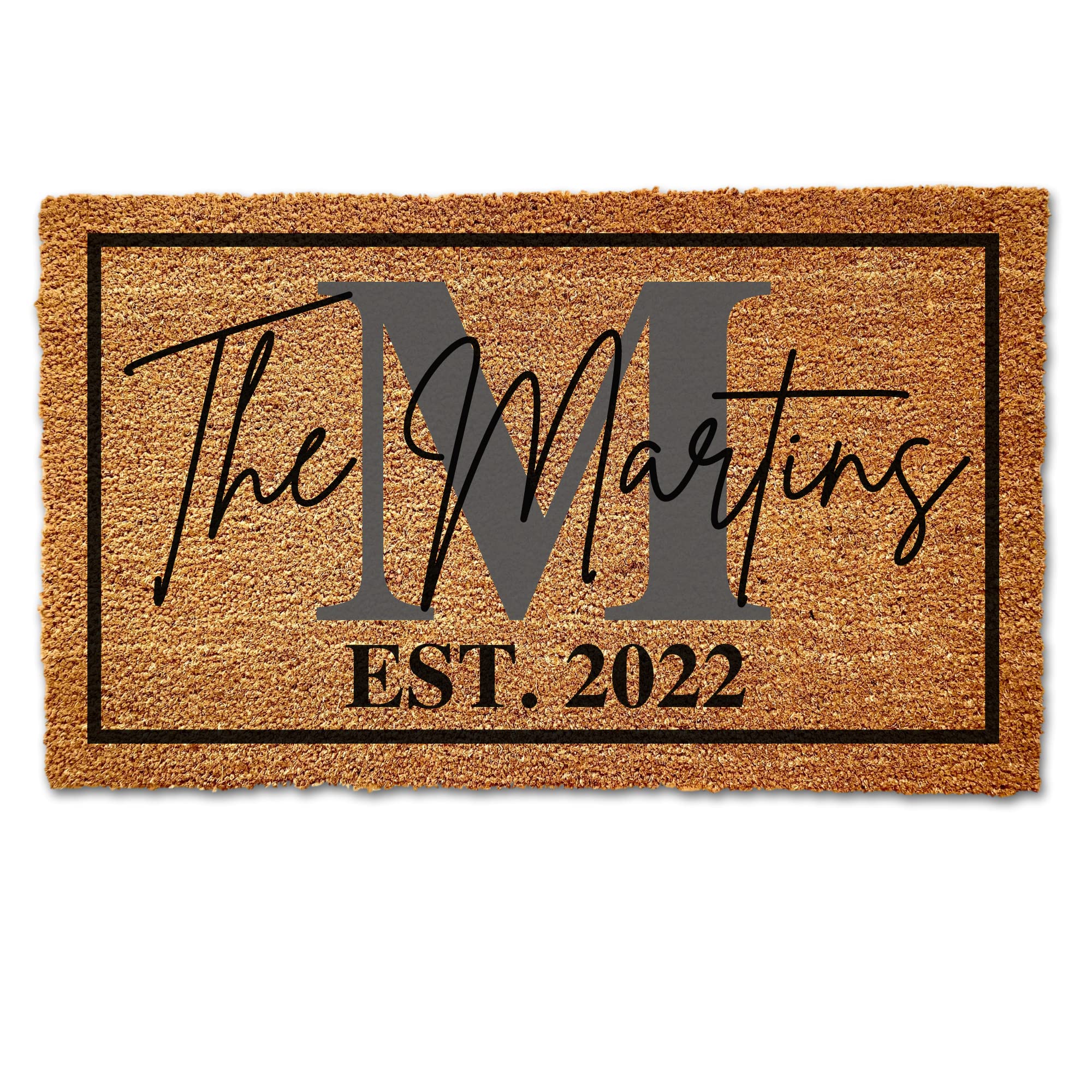 Custom Personalized Wedding Gift - Monogrammed Last Name Doormat for Couples | Family Name Welcome Mat | 18