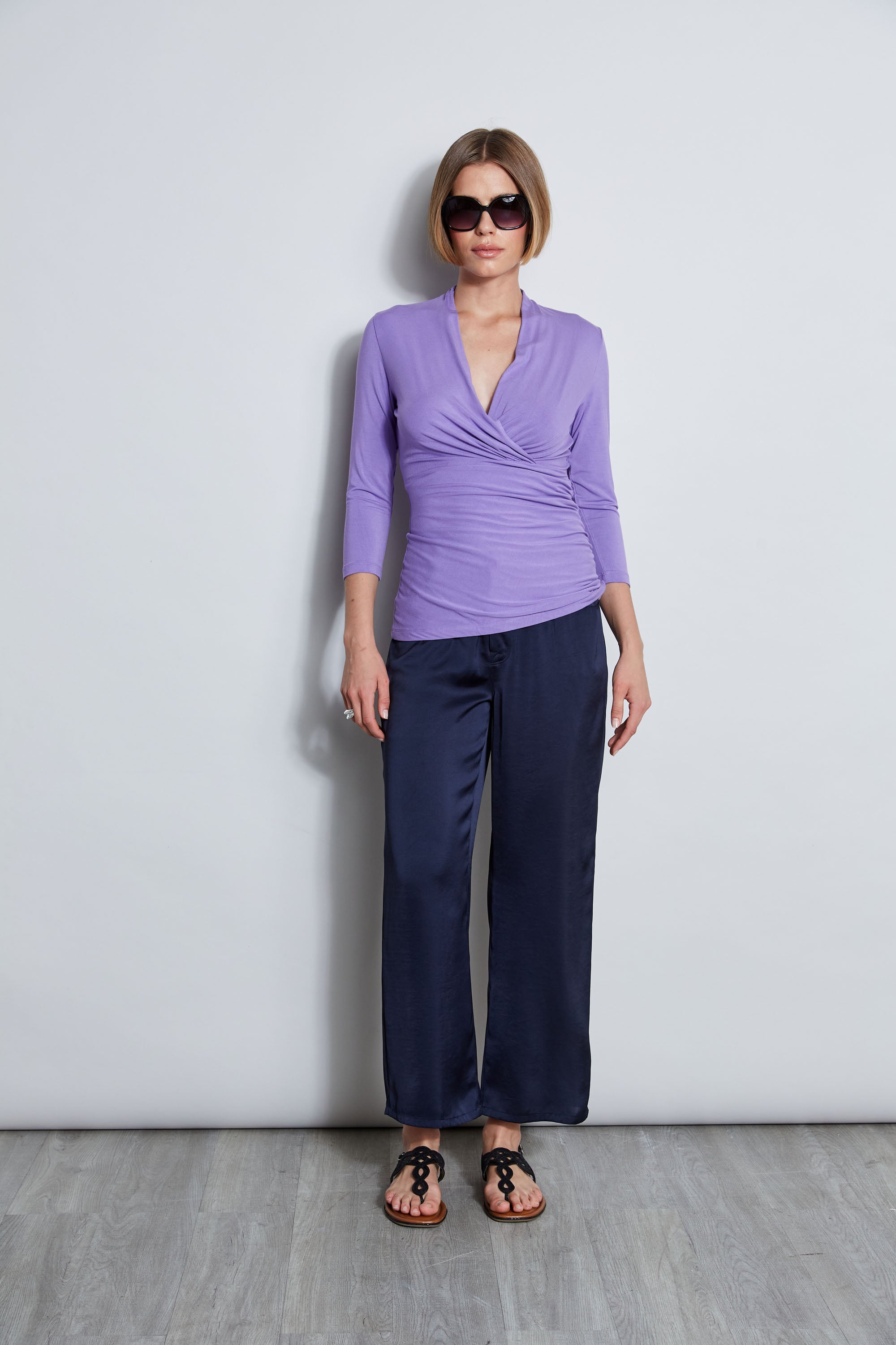 Women's Mock Wrap Knit Sweater - E756X504 Grape Color | Cozy & Stylish for Fall & Winter Outfits | Perfect for Office, Dates & Casual Wear