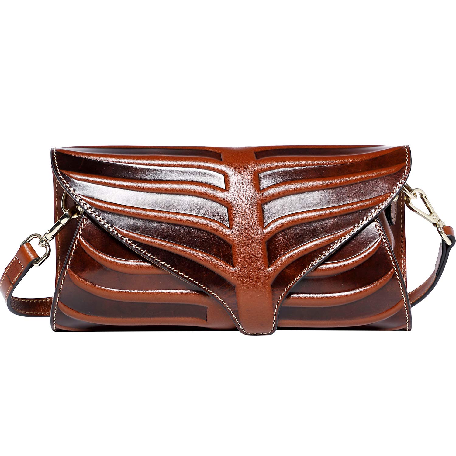 PIJUSHI Women's Designer Leaf Clutch Purse - Genuine Leather Crossbody Shoulder Bag for Women | Perfect for Evening Parties, Weddings & Date Nights
