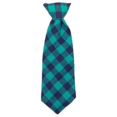 Buffalo Check Neck Tie for Men - Green and Navy Plaid Pattern - Perfect for Office, Weddings & Formal Events