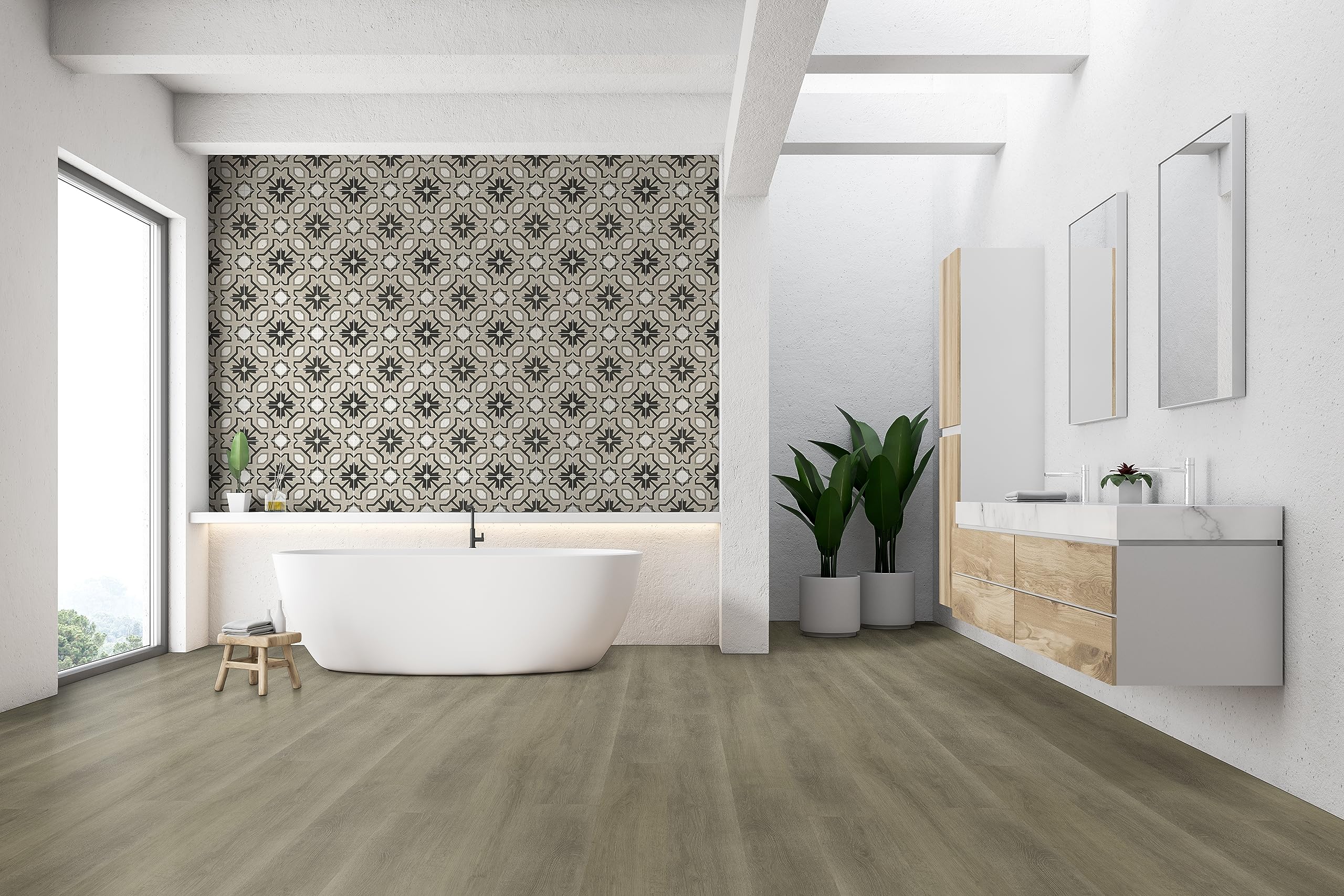 MSI Tahari 8x8 Inch Encaustic Matte Porcelain Tile - Waterproof Floor & Wall Tile for Bathroom, Kitchen Backsplash, Shower & Accent Wall - Durable Ceramic Tiles for Home, Office & Commercial Spaces