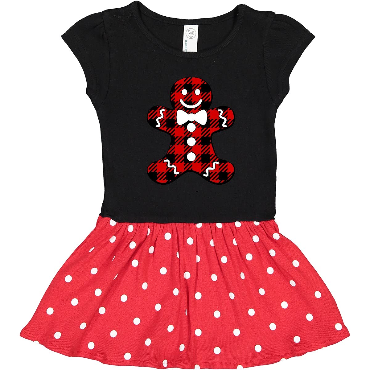 Inktastic Buffalo Plaid Gingerbread Man Toddler Dress - Christmas Holiday Outfit for Baby Girls & Boys - Perfect for Family Photos, Holiday Parties & Festive Gatherings