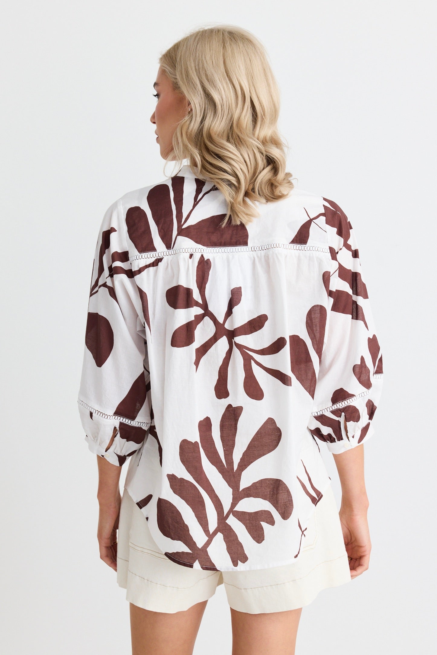 Elegant Chocolate Brown Lace Insert Pintuck Short Sleeve Blouse for Women - Perfect for Office Wear, Parties & Special Occasions